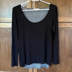 M.l.K.O Long Sleeve Top with Striped Back Detail